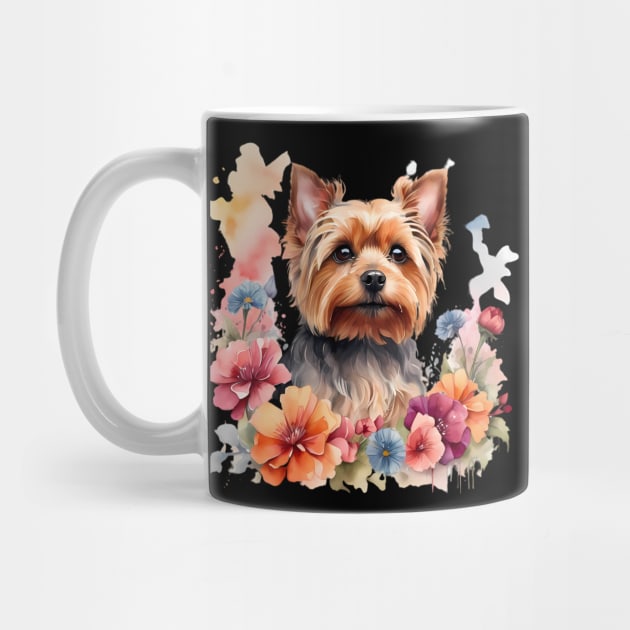 A yorkshire terrier decorated with beautiful watercolor flowers by CreativeSparkzz